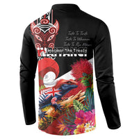 Aotearoa Toitu Te Tiriti Button Sweatshirt Waitangi-Honour The Treaty NZ Tuatara and Plants