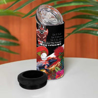 Aotearoa Toitu Te Tiriti 4 in 1 Can Cooler Tumbler Waitangi-Honour The Treaty NZ Tuatara and Plants