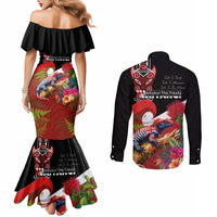 Aotearoa Toitu Te Tiriti Couples Matching Mermaid Dress and Long Sleeve Button Shirt Waitangi-Honour The Treaty NZ Tuatara and Plants