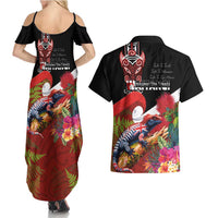 Aotearoa Toitu Te Tiriti Couples Matching Summer Maxi Dress and Hawaiian Shirt Waitangi-Honour The Treaty NZ Tuatara and Plants