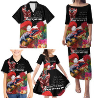 Aotearoa Toitu Te Tiriti Family Matching Puletasi and Hawaiian Shirt Waitangi-Honour The Treaty NZ Tuatara and Plants