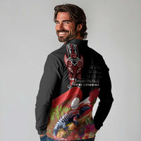 Aotearoa Toitu Te Tiriti Long Sleeve Polo Shirt Waitangi-Honour The Treaty NZ Tuatara and Plants