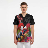 Aotearoa Toitu Te Tiriti Scrub Top Waitangi-Honour The Treaty NZ Tuatara and Plants