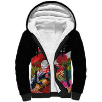 Aotearoa Toitu Te Tiriti Sherpa Hoodie Waitangi-Honour The Treaty NZ Tuatara and Plants