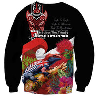 Aotearoa Toitu Te Tiriti Sweatshirt Waitangi-Honour The Treaty NZ Tuatara and Plants