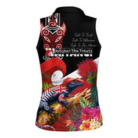 Aotearoa Toitu Te Tiriti Women Sleeveless Polo Shirt Waitangi-Honour The Treaty NZ Tuatara and Plants