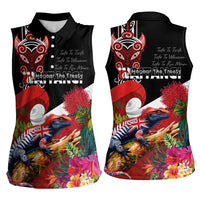 Aotearoa Toitu Te Tiriti Women Sleeveless Polo Shirt Waitangi-Honour The Treaty NZ Tuatara and Plants
