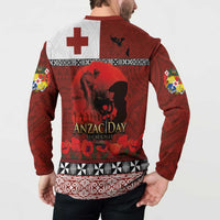 Tonga ANZAC Day Button Sweatshirt Gallipoli Lest We Forget Ngatu Art Tribal
