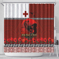 Tonga ANZAC Day Shower Curtain Gallipoli Lest We Forget Ngatu Art Tribal LT03 - Polynesian Pride