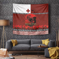 Tonga ANZAC Day Tapestry Gallipoli Lest We Forget Ngatu Art Tribal LT03 Red - Polynesian Pride