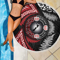 Tonga and New Zealand Together Beach Blanket Ngatu Art Tribal Maori Tattoo and Silver Fern