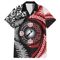 Tonga and New Zealand Together Family Matching Off Shoulder Short Dress and Hawaiian Shirt Ngatu Art Tribal Maori Tattoo and Silver Fern