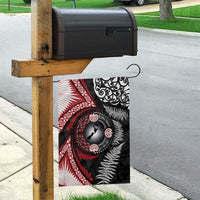 Tonga and New Zealand Together Garden Flag Ngatu Art Tribal Maori Tattoo and Silver Fern