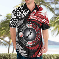 Tonga and New Zealand Together Hawaiian Shirt Ngatu Art Tribal Maori Tattoo and Silver Fern