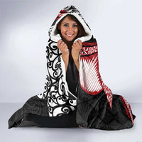 Tonga and New Zealand Together Hooded Blanket Ngatu Art Tribal Maori Tattoo and Silver Fern