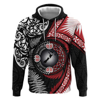 Tonga and New Zealand Together Hoodie Ngatu Art Tribal Maori Tattoo and Silver Fern
