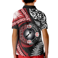 Tonga and New Zealand Together Kid Polo Shirt Ngatu Art Tribal Maori Tattoo and Silver Fern