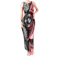 Tonga and New Zealand Together Tank Maxi Dress Ngatu Art Tribal Maori Tattoo and Silver Fern