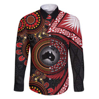 Tonga and Australia Together Family Matching Off Shoulder Short Dress and Hawaiian Shirt Ngatu Art Tribal Aboriginal Tattoo Pattern