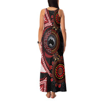 Tonga and Australia Together Family Matching Tank Maxi Dress and Hawaiian Shirt Ngatu Art Tribal Aboriginal Tattoo Pattern