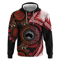 Tonga and Australia Together Hoodie Ngatu Art Tribal Aboriginal Tattoo Pattern