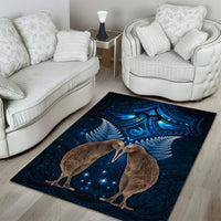 New Zealand Maori Matariki Area Rug Hongi Kiwi Bird and Silver Fern LT03