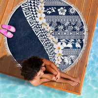 Hawaii Plumeria Tribal Vintage Beach Blanket Special Blue