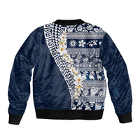 Hawaii Plumeria Tribal Vintage Bomber Jacket Special Blue