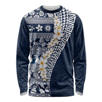 Hawaii Plumeria Tribal Vintage Long Sleeve Shirt Special Blue LT03 Unisex Blue - Polynesian Pride