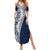 Hawaii Plumeria Tribal Vintage Summer Maxi Dress Special Blue