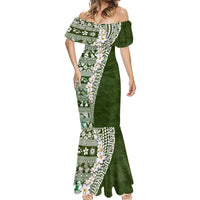 Hawaii Plumeria Tribal Vintage Mermaid Dress Special Green LT03 - Polynesian Pride