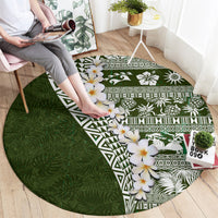Hawaii Plumeria Tribal Vintage Round Carpet Special Green LT03 - Polynesian Pride