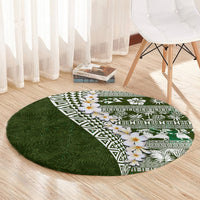 Hawaii Plumeria Tribal Vintage Round Carpet Special Green LT03 - Polynesian Pride