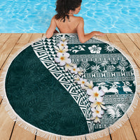 Hawaii Plumeria Tribal Vintage Beach Blanket Special Turquoise