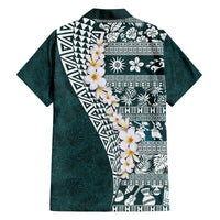 Hawaii Plumeria Tribal Vintage Family Matching Summer Maxi Dress and Hawaiian Shirt Special Turquoise LT03 - Polynesian Pride
