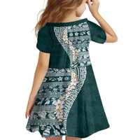 Hawaii Plumeria Tribal Vintage Family Matching Tank Maxi Dress and Hawaiian Shirt Special Turquoise LT03 - Polynesian Pride