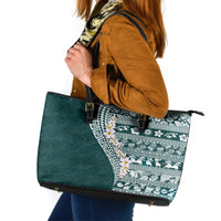 Hawaii Plumeria Tribal Vintage Leather Tote Bag Special Turquoise LT03 Turquoise - Polynesian Pride