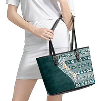 Hawaii Plumeria Tribal Vintage Leather Tote Bag Special Turquoise LT03 - Polynesian Pride