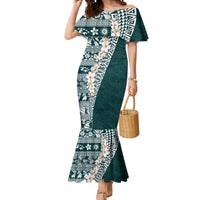 Hawaii Plumeria Tribal Vintage Mermaid Dress Special Turquoise LT03 Women Turquoise - Polynesian Pride