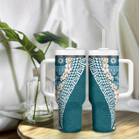 Hawaii Plumeria Tribal Vintage Tumbler With Handle Special Turquoise