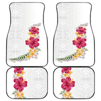 Hawaiian Plumeria and Hibiscus Car Mats White Mode
