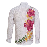 Hawaiian Plumeria and Hibiscus Family Matching Off Shoulder Short Dress and Hawaiian Shirt White Mode LT03 - Polynesian Pride