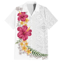 Hawaiian Plumeria and Hibiscus Hawaiian Shirt White Mode LT03 White - Polynesian Pride