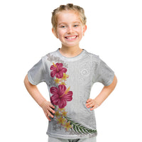 Hawaiian Plumeria and Hibiscus Kid T Shirt White Mode