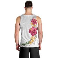 Hawaiian Plumeria and Hibiscus Men Tank Top White Mode