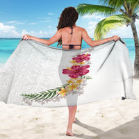 Hawaiian Plumeria and Hibiscus Sarong White Mode