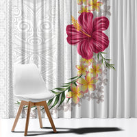 Hawaiian Plumeria and Hibiscus Window Curtain White Mode LT03 - Polynesian Pride