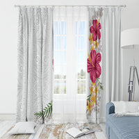 Hawaiian Plumeria and Hibiscus Window Curtain White Mode LT03 - Polynesian Pride