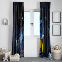 New Zealand Tui Bird Matariki Window Curtain Galaxy Fern With Maori Pattern LT03 - Polynesian Pride