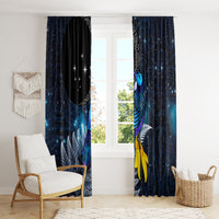 New Zealand Tui Bird Matariki Window Curtain Galaxy Fern With Maori Pattern LT03 - Polynesian Pride